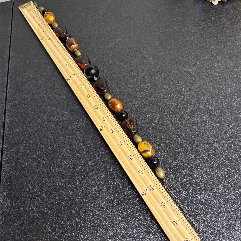 Vintage NY Amber Black Chunky Acrylic Beaded Necklace